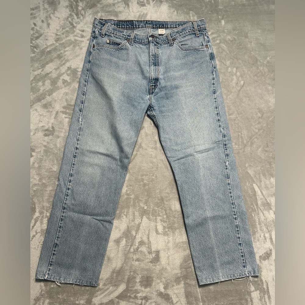 VTG Levi’s 505 Regular Fit Straight Leg Jeans Men’s 40X30 Light Wash Orange Tab